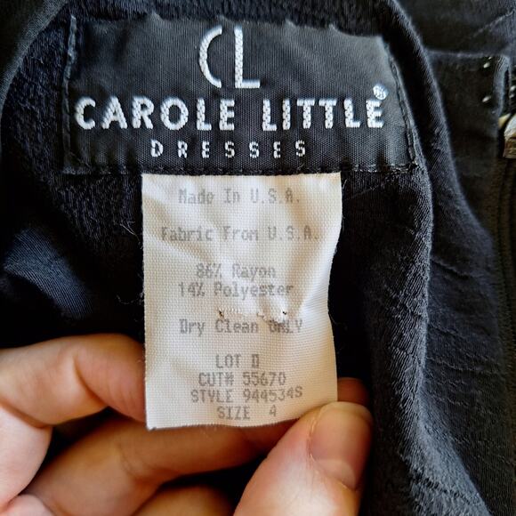 Vintage CL Carole Little Black Formal Dress w Ivory Detail - Picture 3 of 7